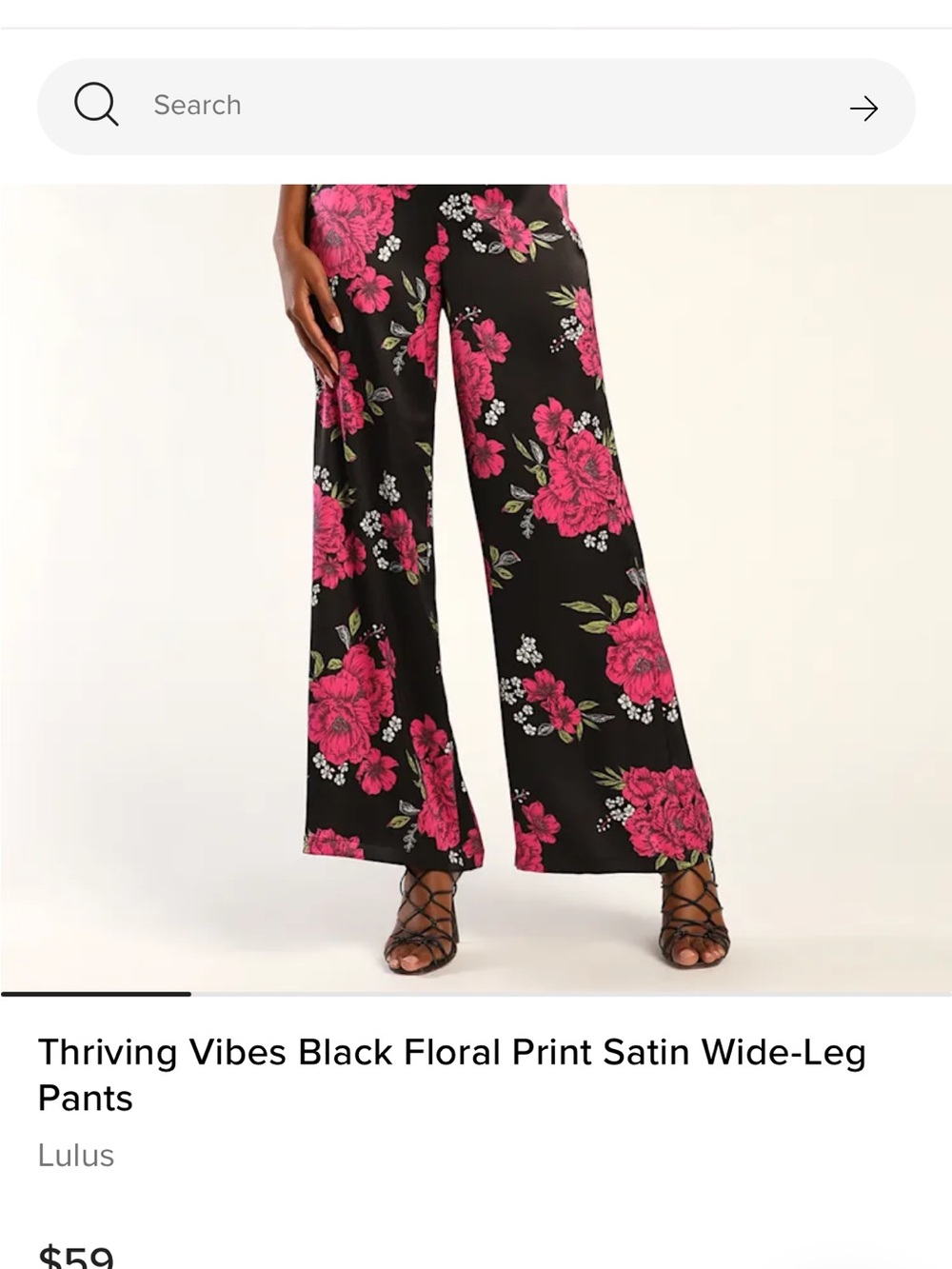 Lulus Thriving Vibes Black Floral Satin Wide Leg Pants - Picture 3 of 8